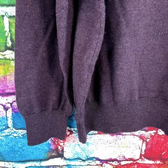 Black Brown V-Neck Pullover Sweater 100% Italian Merino Wool XXL - Picture 2 of 5